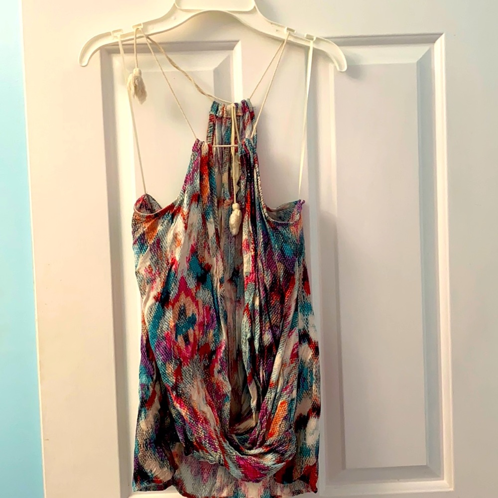 Love stitch halter top with open front